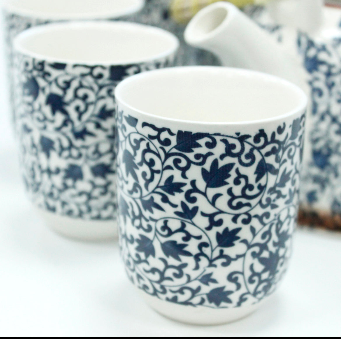 Herbal Teapot Set - Blue Pattern