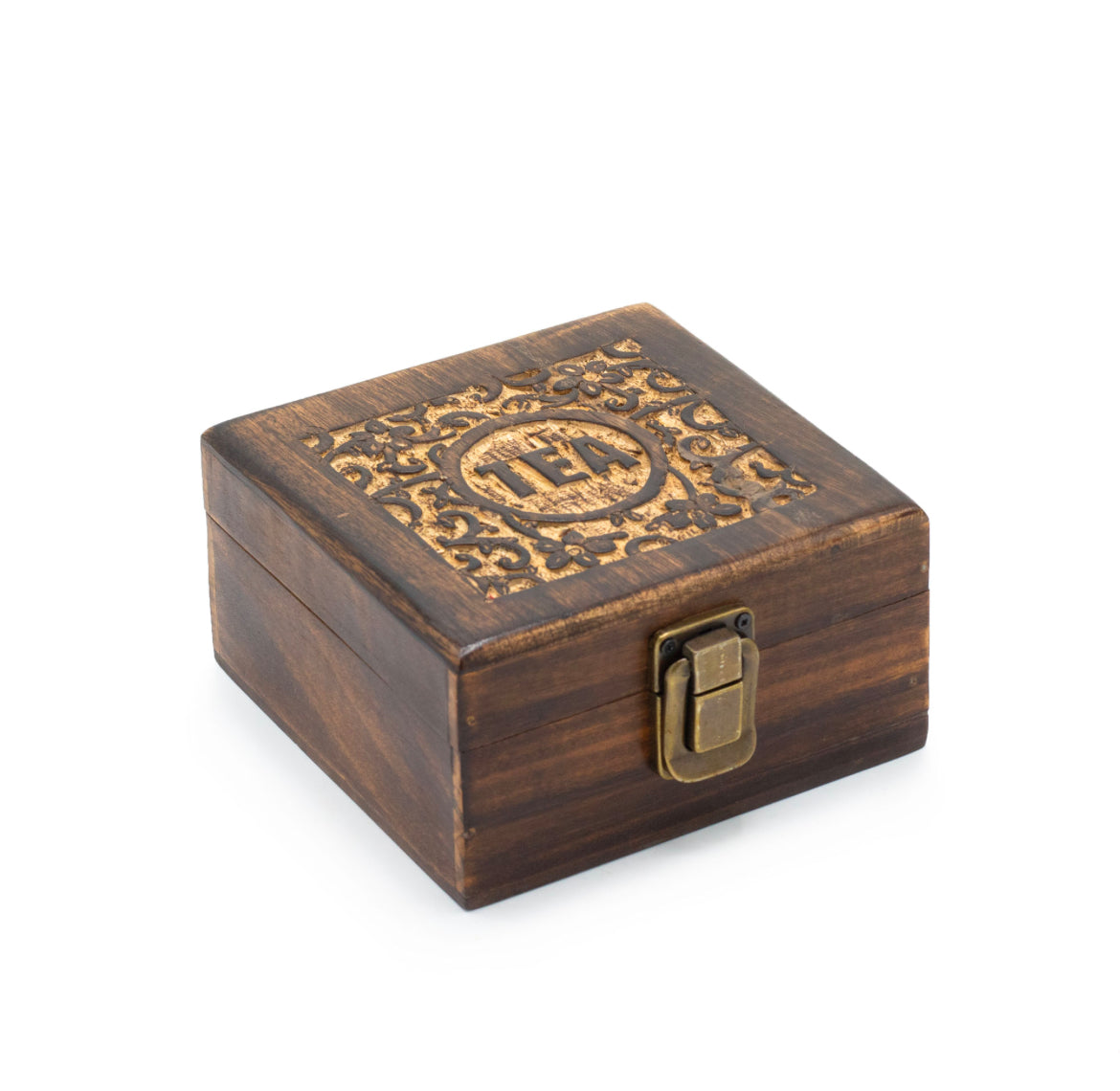 Mango Carved Tea Box (4 compartments)