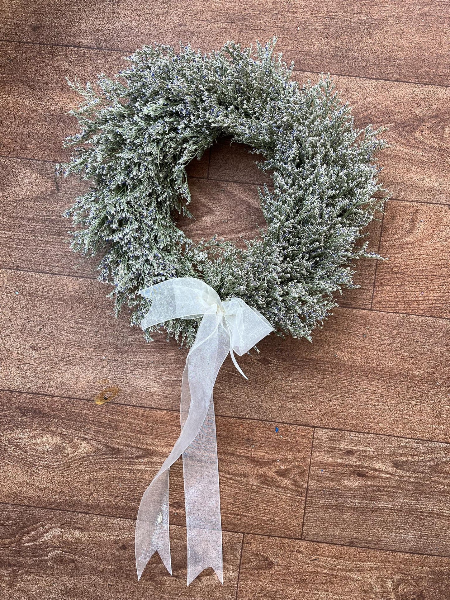 White dried flower wreath