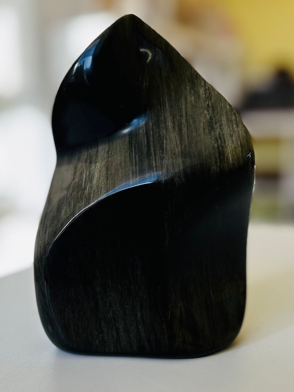 Crystal Flame - Black Obsidian with Gold