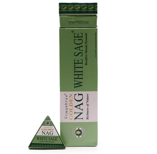 Jumbo Golden Nag - White Sage Backflow Incense Cones
