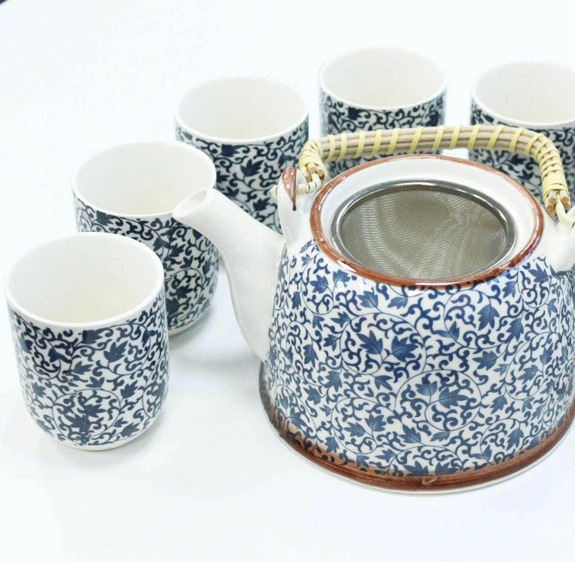 Herbal Teapot Set - Blue Pattern
