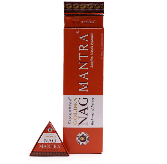 Jumbo Golden Nag - Mantra Backflow Incense Cones