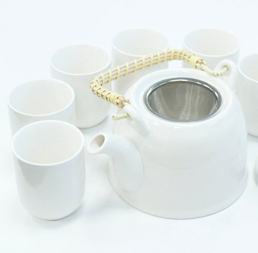 Herbal Teapot Set - Classic White
