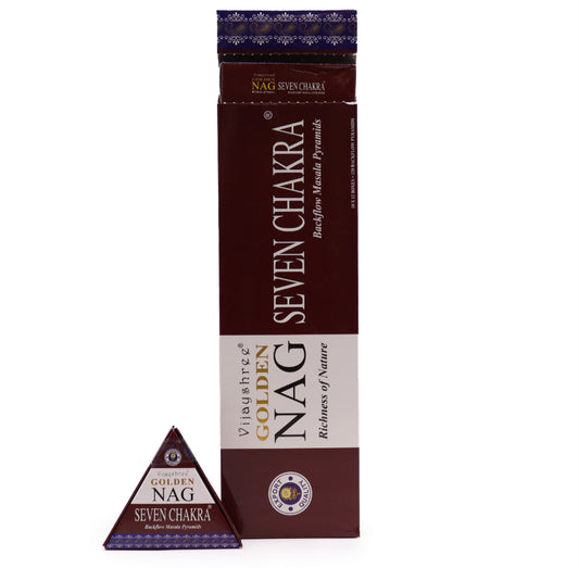 Jumbo Golden Nag - Seven Chakra Backflow Incense Cones